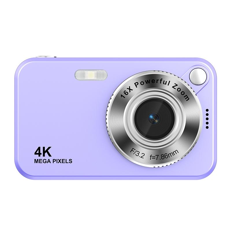 4K 64MP CCD Digital Camera 2.4" Screen 16X Zoom Compact Retro Camera with LED Flash Autofocus Portable Vlogging Camera for Campus/Travel/selfie
