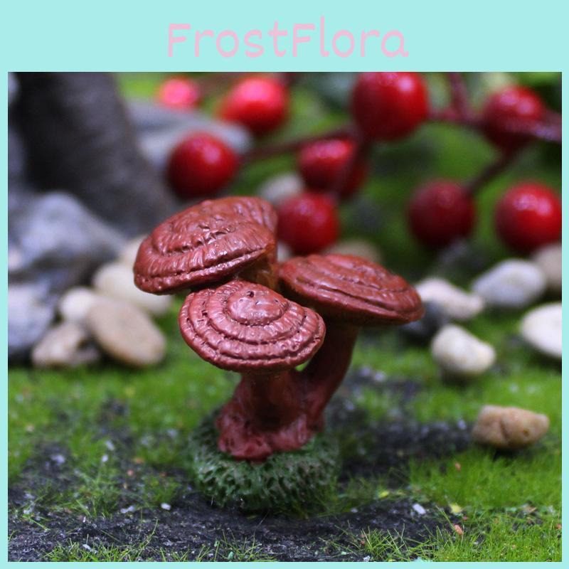 Micro Landscape Mushroom Resin Fungi Model With Faux Plants Decor Toy Gifts