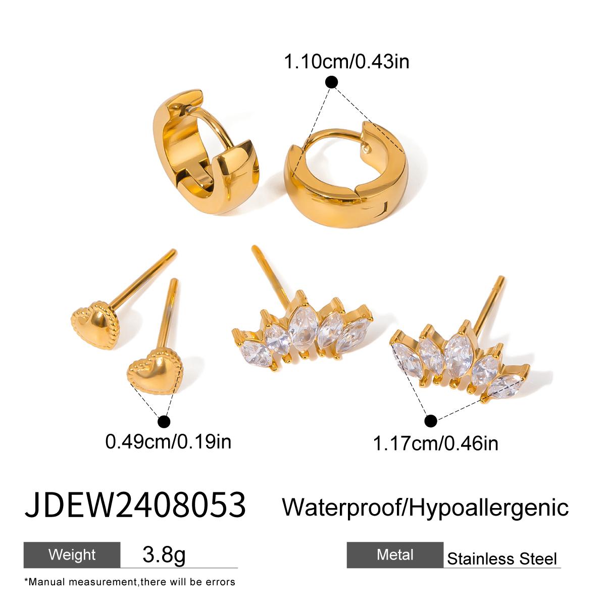 

Youthway Gold Plated Chic White Zircon Heart-Shaped Buckle Earrings Set Texture Romantic Fashion Unique Charm Jewelry