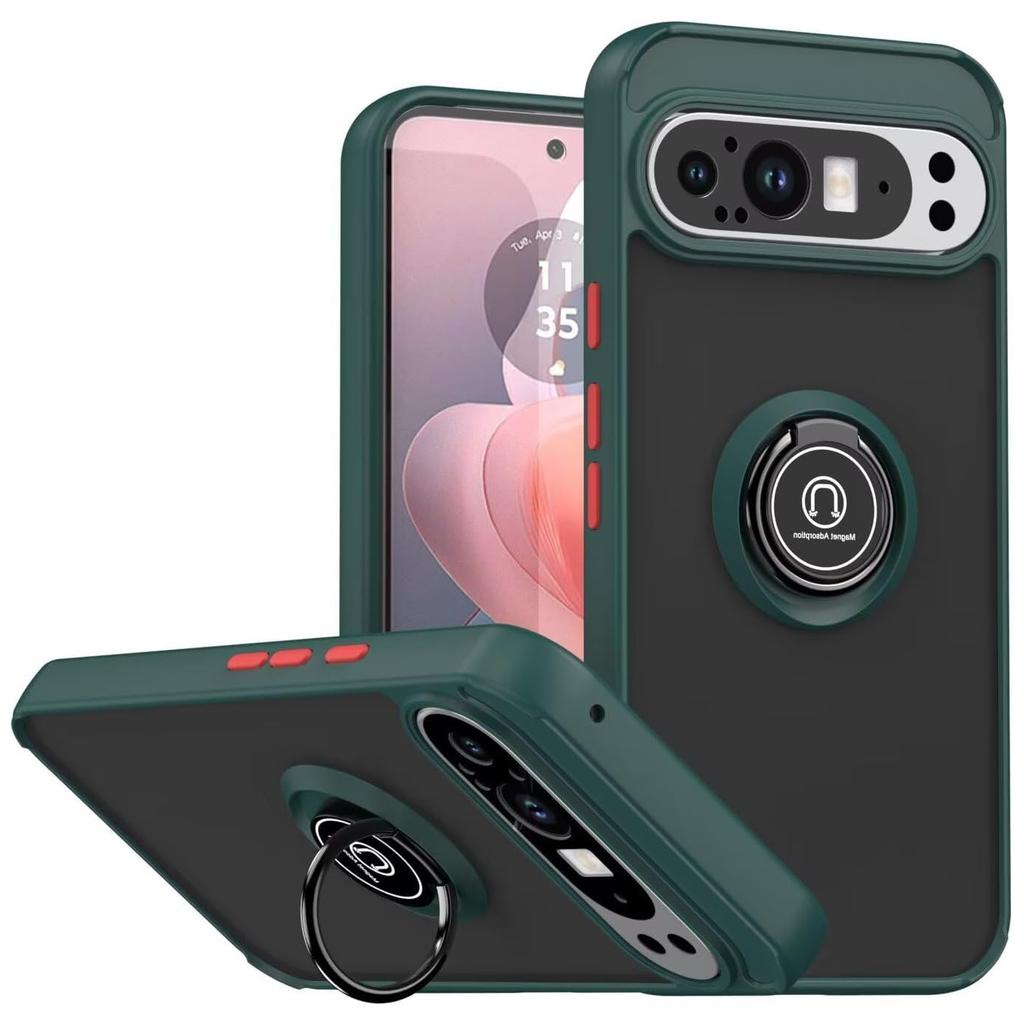 Armor Matte Case For Google Pixel 10 Pro XL 9 Pro 9A Cover Ring Magnetic Stand Holder Shockproof Shell Coque Fundas