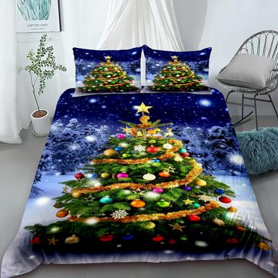 Weihnachts-Bettbezug Weihnachtsbaum-Bettwäsche-Set mit Reißverschluss 1 Bettbezug 2 Kissenbezüge Frauen Teenager Weihnachtsgeschenke Schlafzimmer