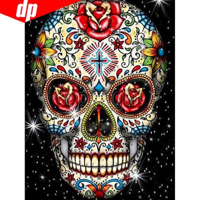Diamond Painting With Round Stones Cartoon Diamond Embroidery Skull Hobby And Handicraft Pictures