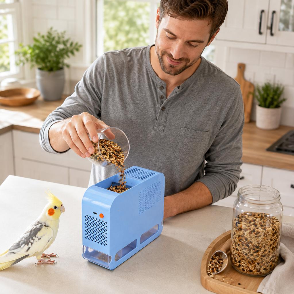 Bird Seed Husk Separator with Chaff Remover Blower and for Bird Food Mixing