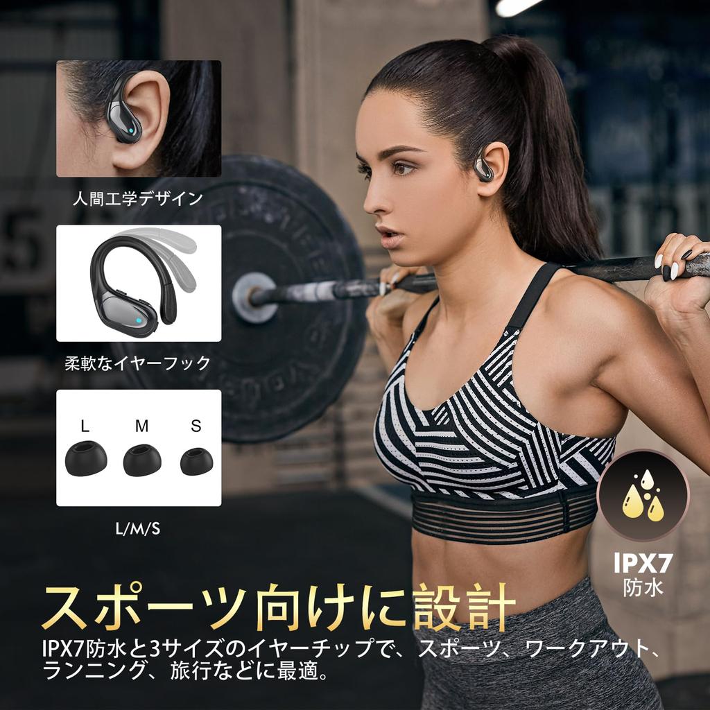 Bluetooth Wireless Earphones Latest Sports Wireless Bluetooth ENC Noise Cancellation Up to 80 Hours Playback IPX7 Waterproof Ear Hook Design Automatic