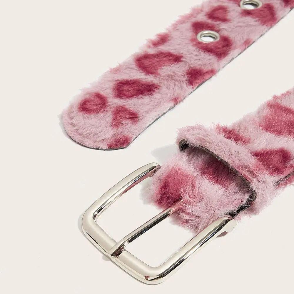 Harajuku Leopard Print Belt Korean Style Jeans Waistband Trouser Decoration  Fluffy Waist Belt