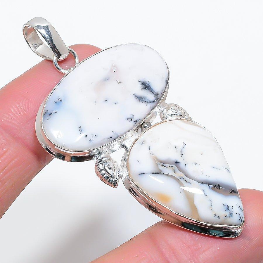 

Этническая ювелирная подвеска ручной работы с дендритом и опалом, 2,48 дюйма, VR-3991