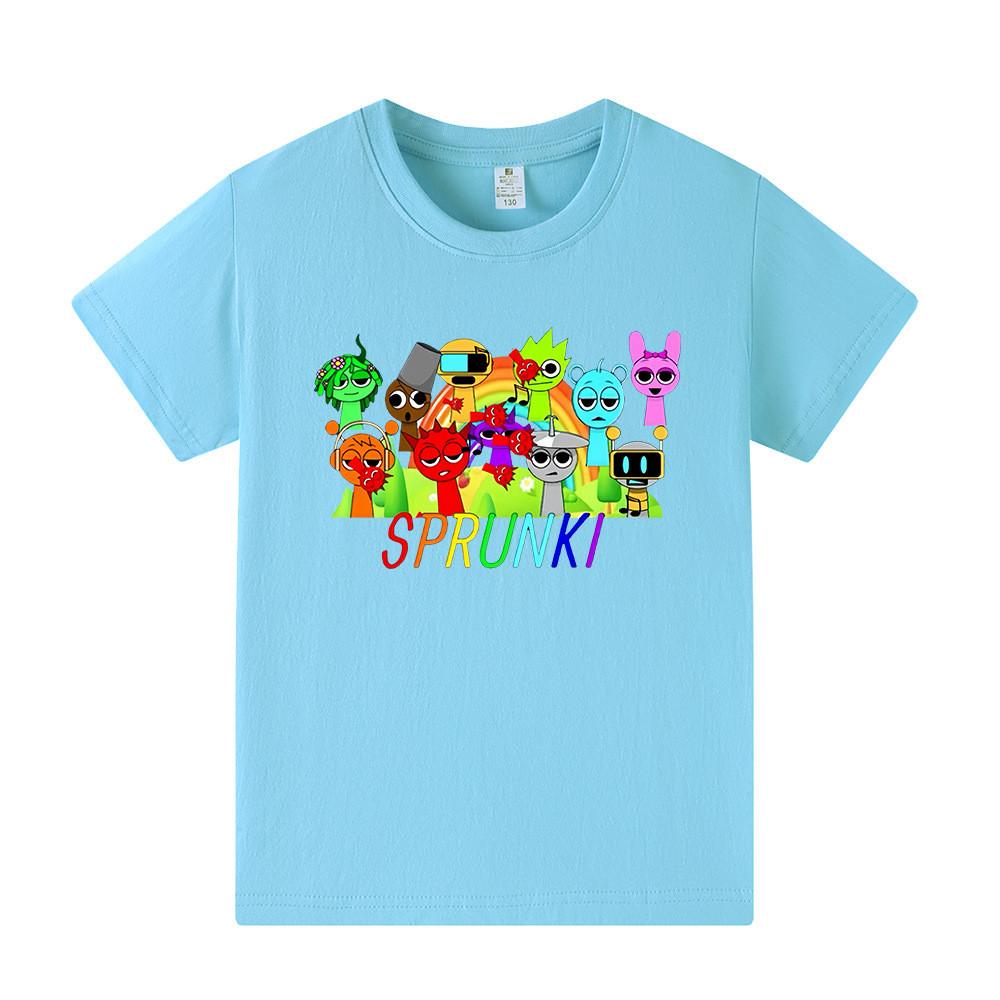 Kids Boys Girls Sprunki Round Neck Short Sleeves T-shirt