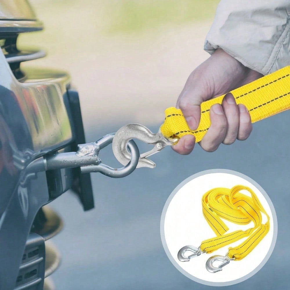 153.9-Inch Heavy-Duty Nylon Tow Rope - Vehicle Recovery Strap with High Strength, Durable, Water-Resistant, Portable with Bag 5 Tons 4 Meters жёлтый