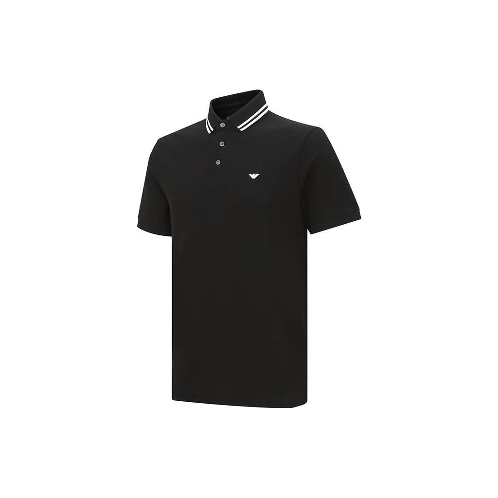 Emporio Armani SS23 Logo Striped Print Casual Short Sleeve Polo Shirt Men Polo Shirts Black 3R1F67-1JCYZ-0091