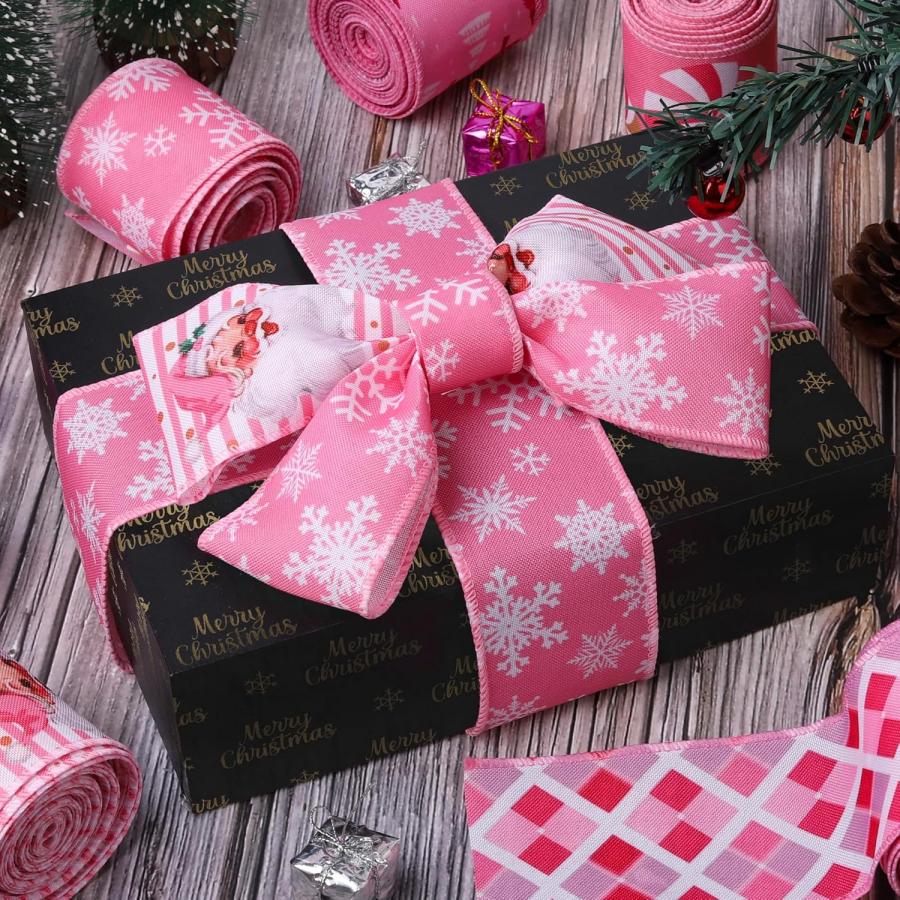 5yards Christmas Ribbon Printed Christmas Polyester Ribbon For Handmade Design Christmas Decoration Gift Packing