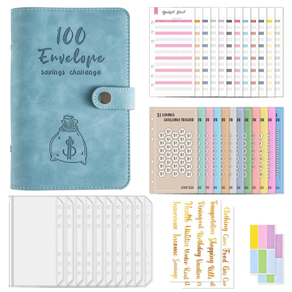 100 Day Challenge Money Saving Book Money Saving Budget Planner Loose-leaf Notebook Handbook