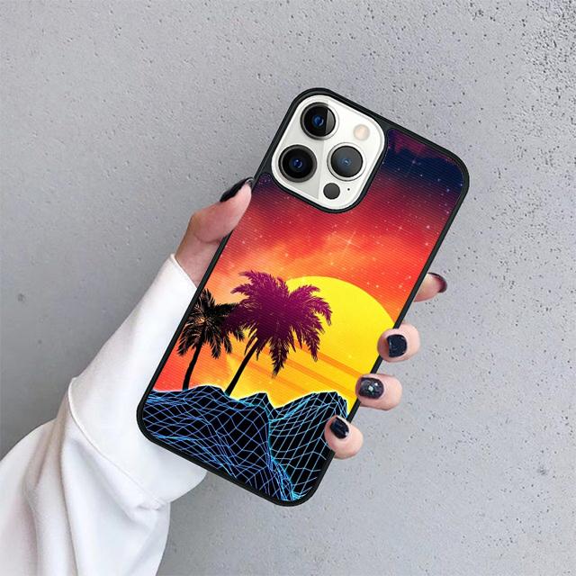 

Синтвейв Солнце Неон 80-х Чехол-Ракушка Для iPhone 17 Air 15 16 14 13 12 Pro Max 11 Pro Max Plus Чехол для Телефона iPhone 11pro max