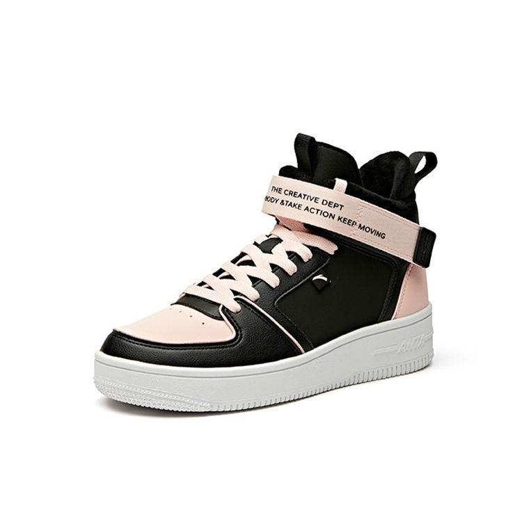 Anta High-Top Fleece Sneakers Women Sneakers Black Pink 92946911-6