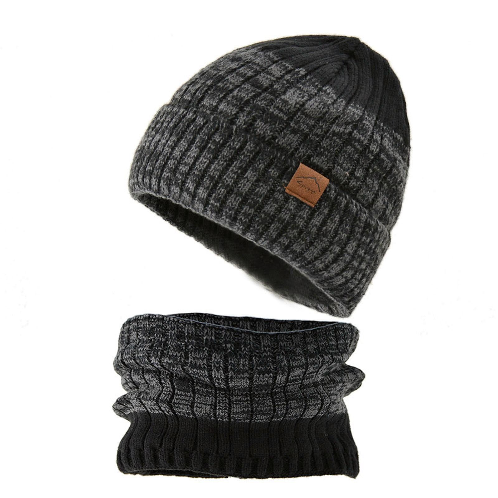 

Outdoor Warm Winter Knitted Hat & Scarf Set Stylish Knit Cap For Men Women One size