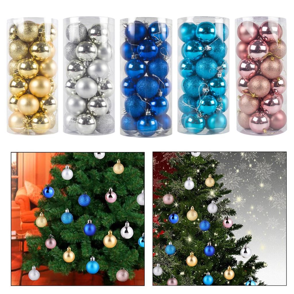 24x Christmas Ball Pendants Crafts Shatterproof DIY Decor Hanging Balls for Birthday Engagement Indoor Anniversary Festivals