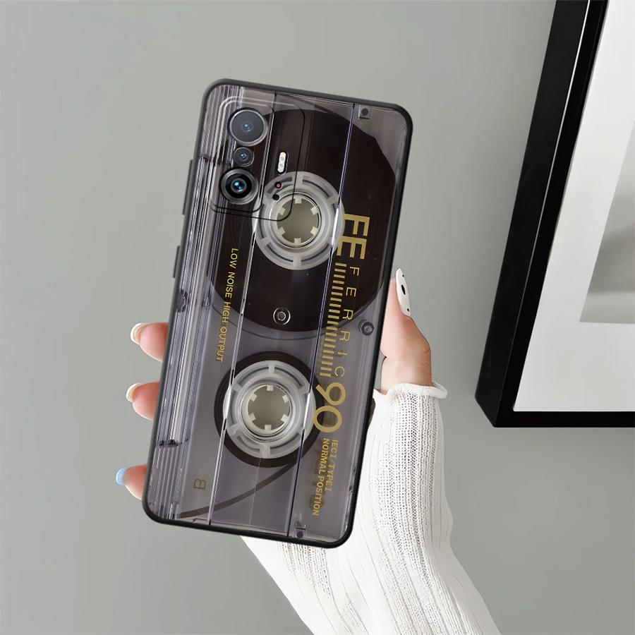 Black Soft Phone Cover Case for Xiaomi Mi 10T 11T 12T Pro 11 12 13 Lite 13 14 15 Pro 12X Retro Cassette Tape