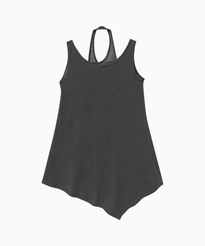 Jenyujeu Layers Cross Asymmetrical Half Sleeveless - Charcoal