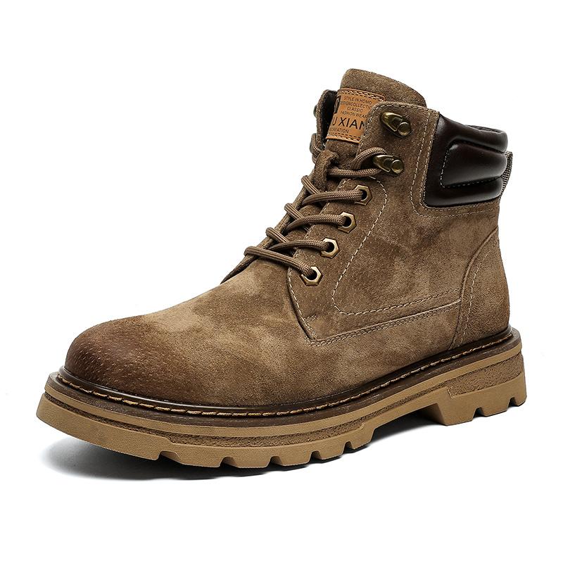 Fashion British style men casual cowboy tooling boots cow suede leather shoes outdoors desert work boot spring autumn platform botas man