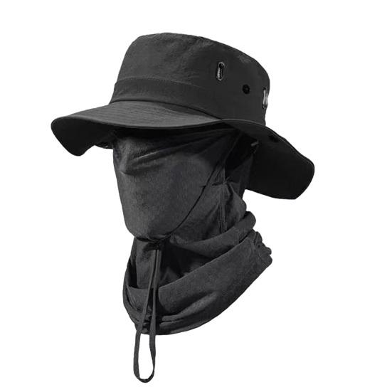 Ice Silk Fishing Hat Breathable Quick-Drying Fabric Sun Hat with Wide Brim Detachable