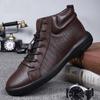 Man Genuine Leather Black Sneakers Casual Shoes Luxury Brand Italian Style Male Footwear Ankle Boots For Men Lace-Up Men'S Boots