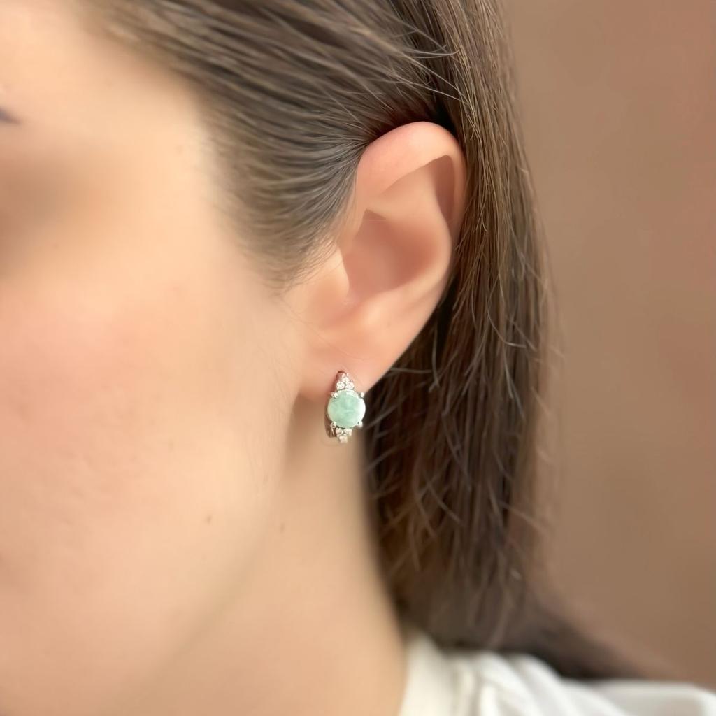 Silver Earrings with Natural Emerald (2150930)