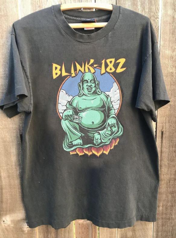 Vintage 2000s Blink 182 buddha vtg charcoal t-shirt QT3642 M