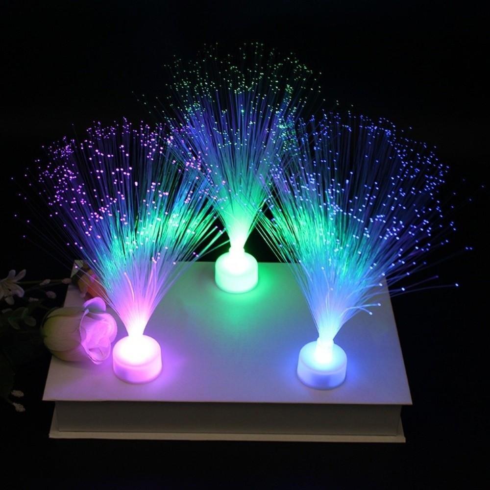 Multicolor LED Fiber Optic Light Color-Changing Night Lights Creative Candle Lamp  Home Decor