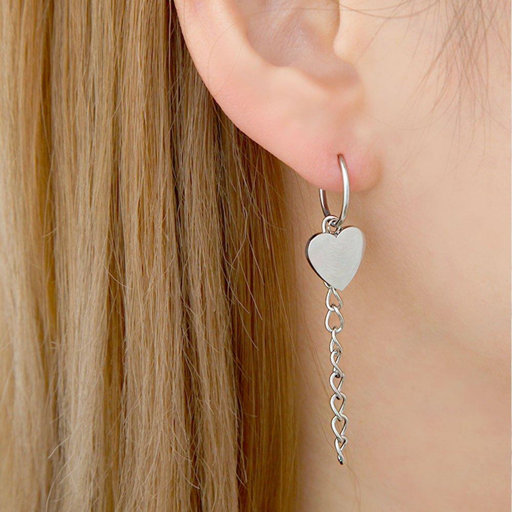 [1+1] Surgical Piercing Love Point Drop Heart Single-Sided Sale
