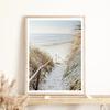 Nature Beach Sea Waves Coastal Pampass Grass Reed Sky Bus Photography Nordic Poster Canvas Printing Wall Home Decor