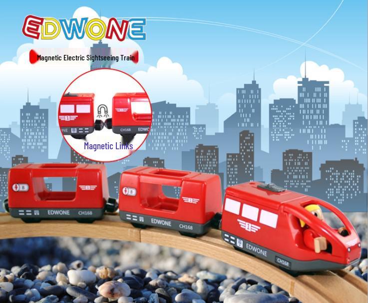 Magnetic Electric Train Engine Toy for Kids - Compatible with All Wooden Tracks