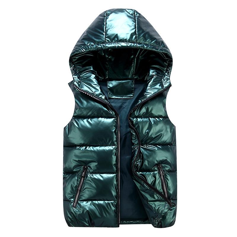 Giacca senza maniche in piumino di cotone lucido alla moda Donna addensare caldo gilet invernale Cappotto invernale con cappuccio da donna