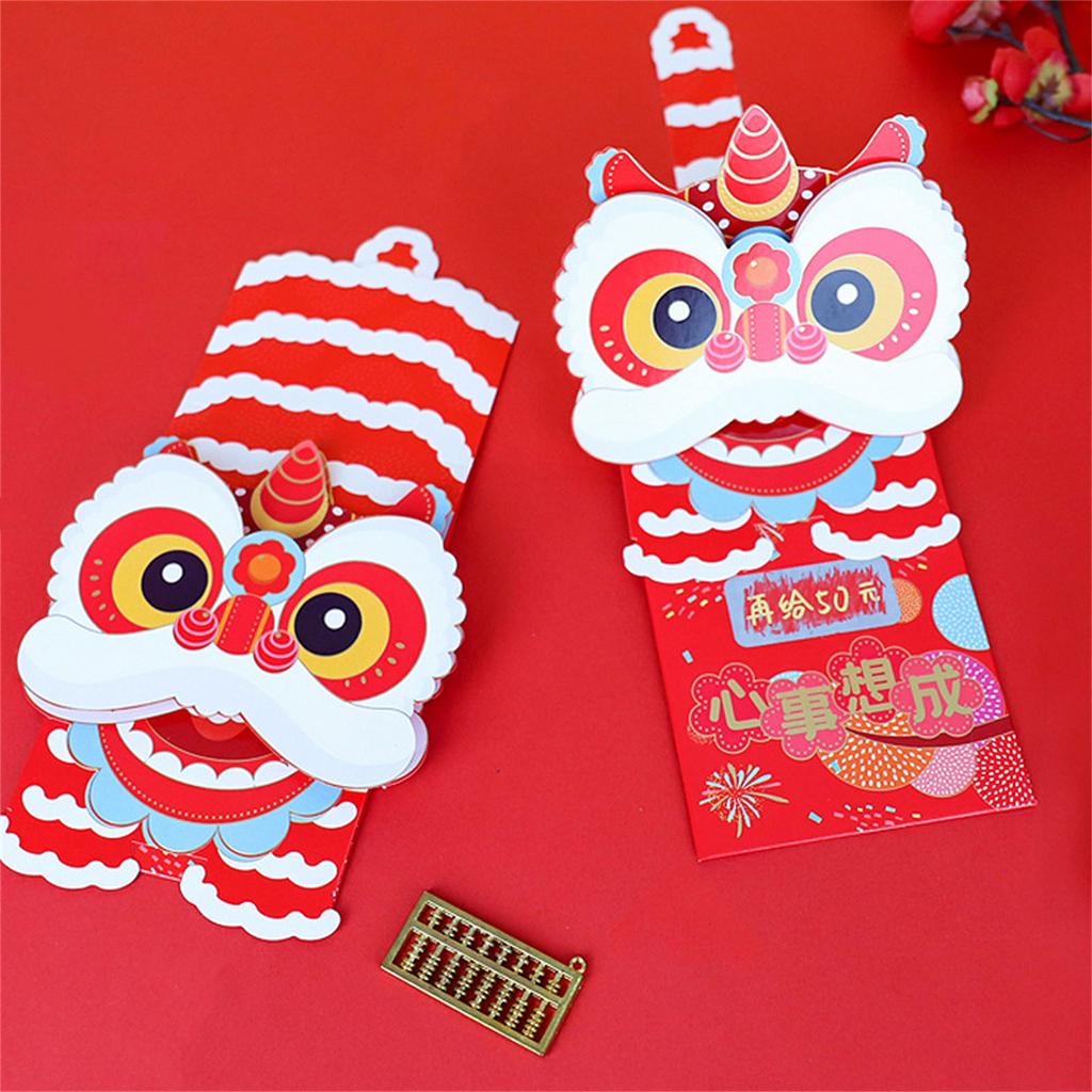 Chinese New Year Red Envelopes Eye Catching Red Envelopes In Chinese Lions Head Style For Festive Gift Giving
