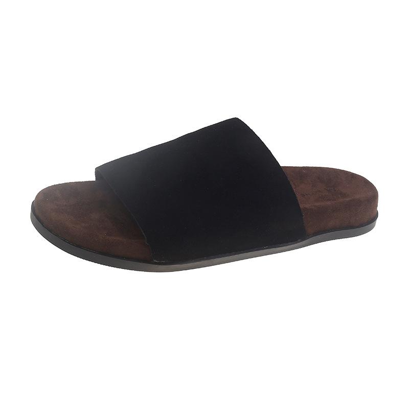 Retro one-word slippers for women to wear autumn new fashion lazy shoes platform slippers