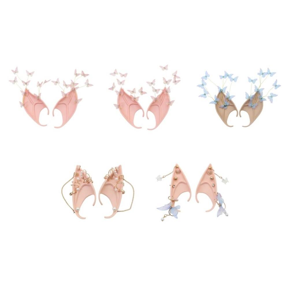 Pearl Zinc Zinc Alloy Halloween False Ears Forest Butterfly Latex Ear Cuff Jewelry  Dress Up