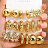 Geometric Flower C-Shaped Women's Earrings - Fashionable European & American Style