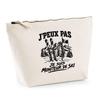 Toiletry Bag - PLANETEE - I Can't I'm a Ski Instructor - Beige - 100% Cotton - Metal Zip