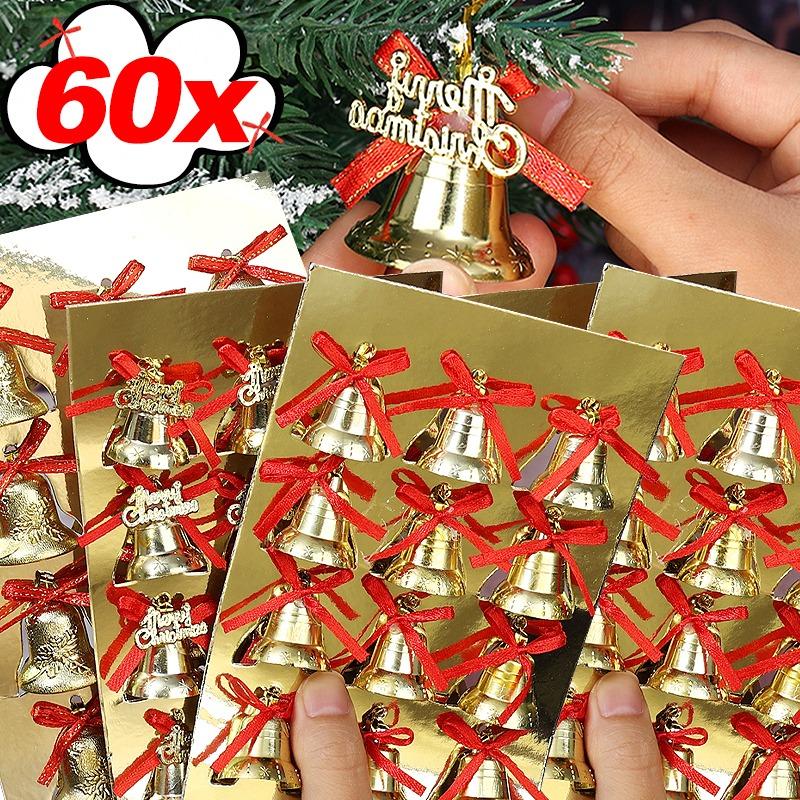 Christmas Small Bell Ornament Xmas Tree Garland Hanging Ornament Bow Bells Home Xmas New Year Gift Party Decor Supplies 2.5-5cm