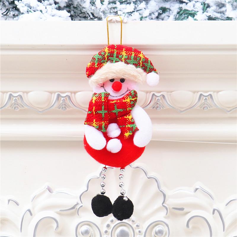 Christmas Themed Decorations Ornaments Fabric Santa Claus Reindeer Figurines Little Bear Snowman Hanging Decorations Pendant