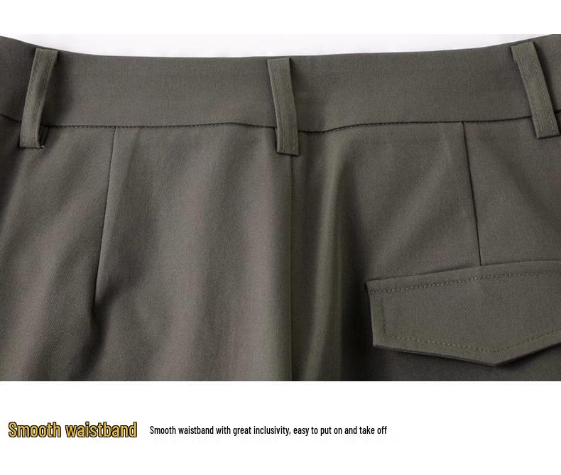 Spring 2025 Women's Military Green Casual Wide-Leg Floor-Length Pants