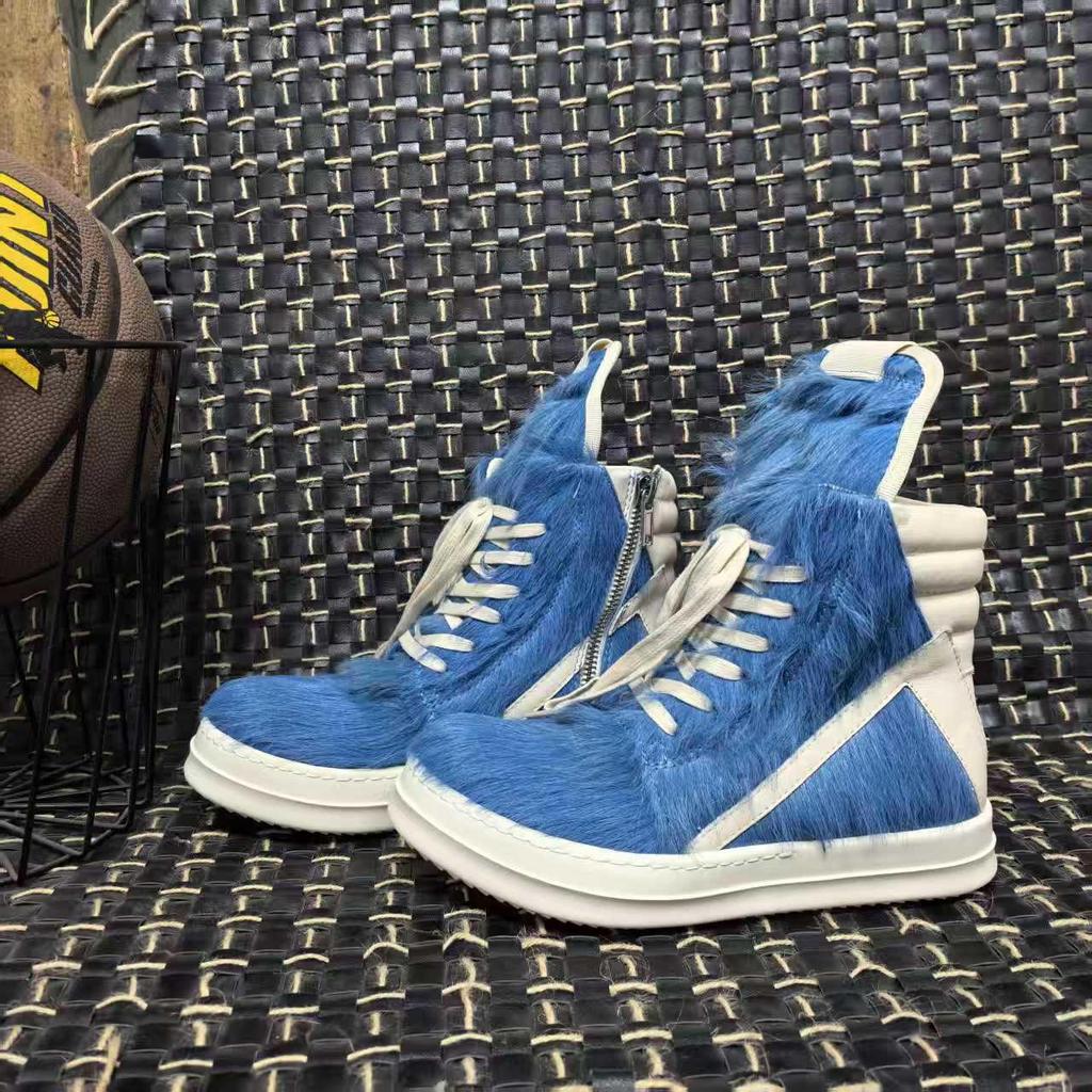 Rricowees Schwarz & Pink Rosshaar High-Top Schuhe, Große Größe, Dicksohlig, Schnürschuhe, Echtes Leder, Europäischer & Amerikanischer Stil.