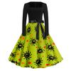 Women's Vintage Square Neck Dress with Halloween Print for Casual Occasions
