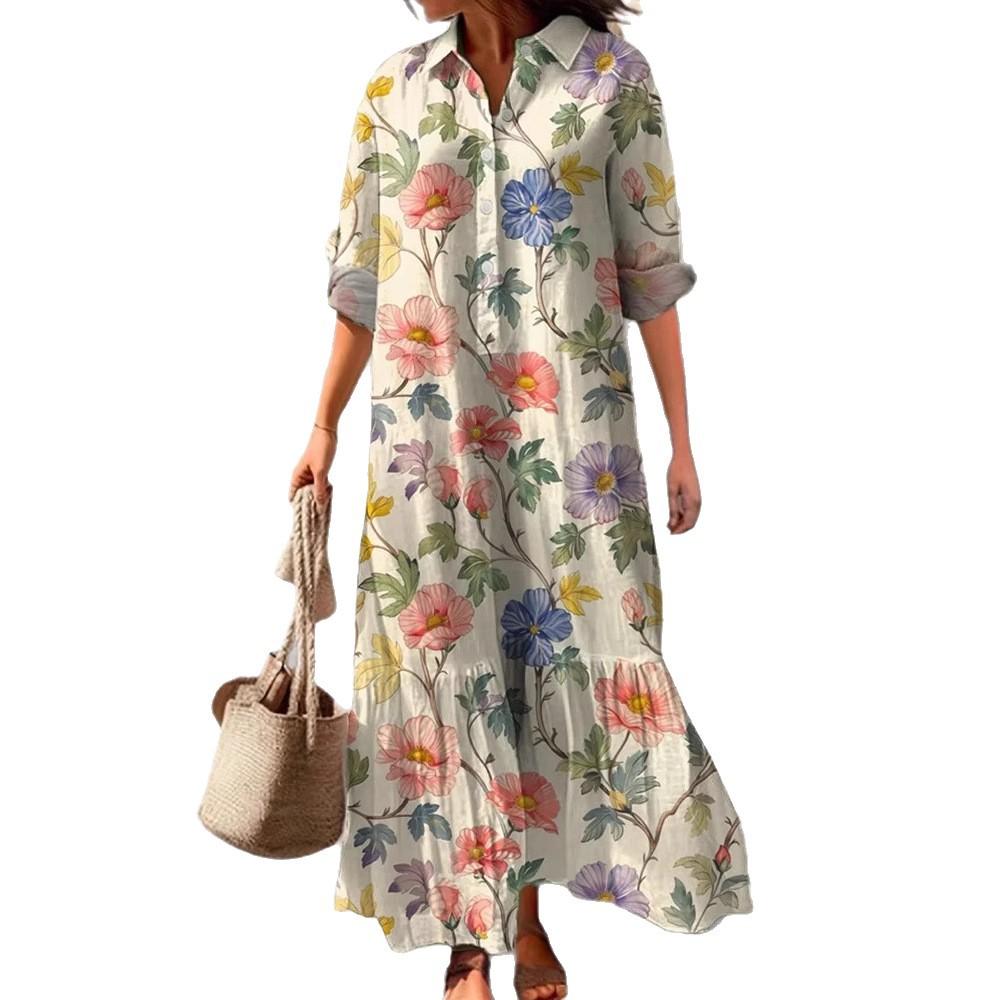 Womens Printed Polo Collar Midi Dress In Multiple Patterns