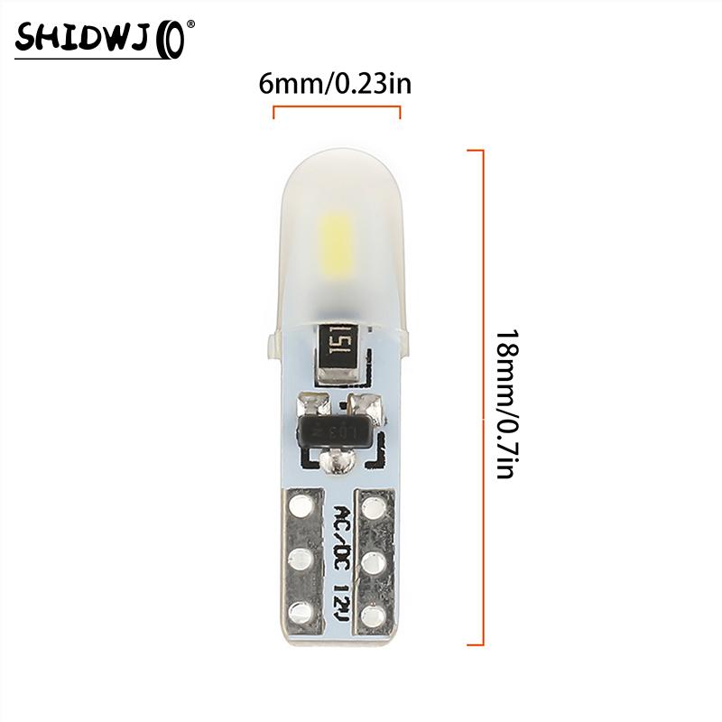 12V DC T5 Auto Car Dashboard Lights 2 3014 SMD Reading Instrument Panel Lamp No Polarity Led Bulb White Accessories