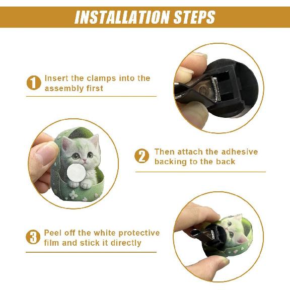 3PCS Cute Cat Car Air Vent Clips, 2D Flat Acrylic Cartoon Kitty Car Air Conditioner Outlet Clip, Auto Interior Decoration Accessories for Most