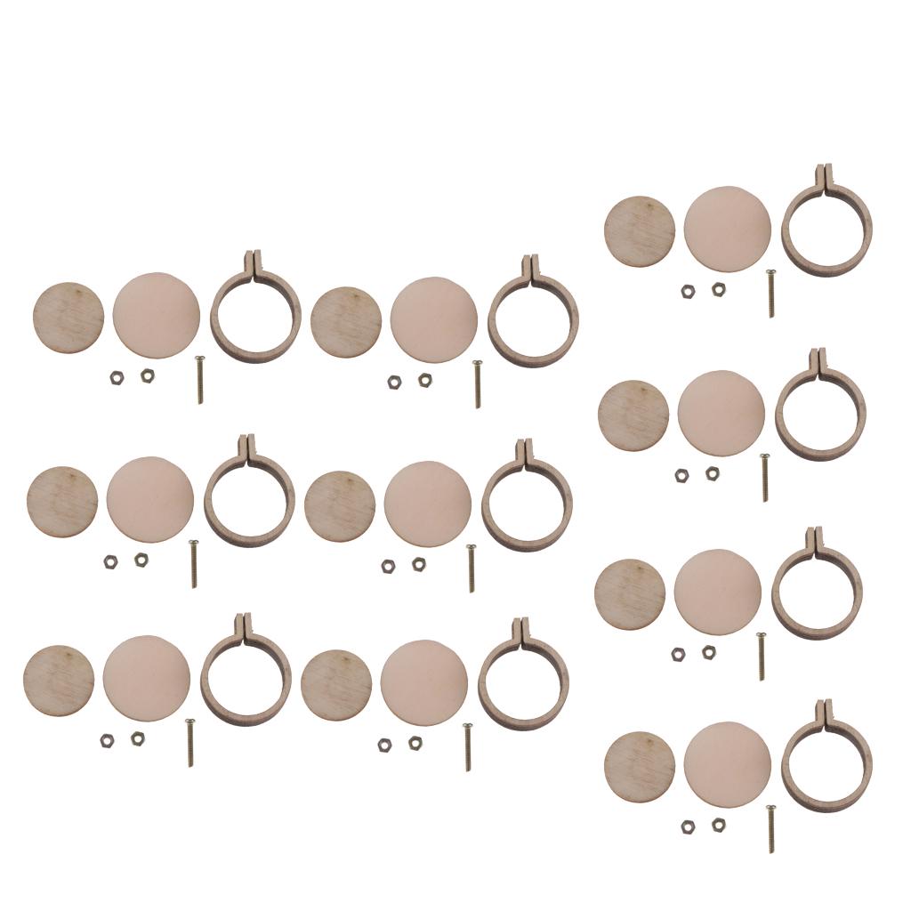 10 st Mini Ring Broderibåge Trä Korsstygnbåge för Ram Hantverkspresenter 30 mm x 25 mm