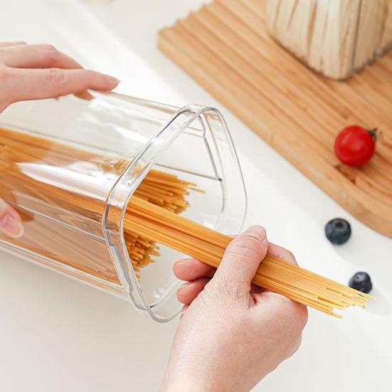 Úložný box na těstoviny s víkem Průhledná vzduchotěsná nádoba na potraviny Nádoba na špagety pro těstoviny, obiloviny, svačiny Organizace kuchyňské skříňky spíže
