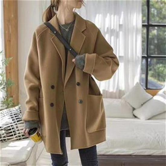 Mori Style Woolen Winter Coat for Petite Women - Mid-Length, Thickened, Korean Loose Fit Student Jacket