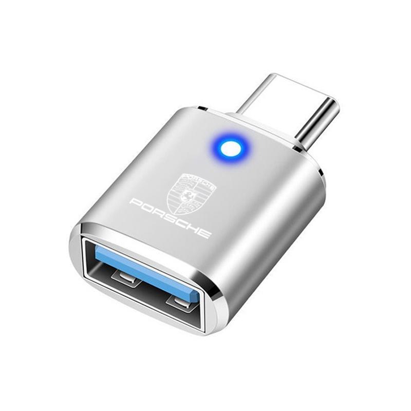 Adapter Type C To USB 3.0 OTG Adapter Connector Type C OTG Conventer For Porsche 918 911 Taycan Panamera Cayenne Boxster Sticker Sedn90