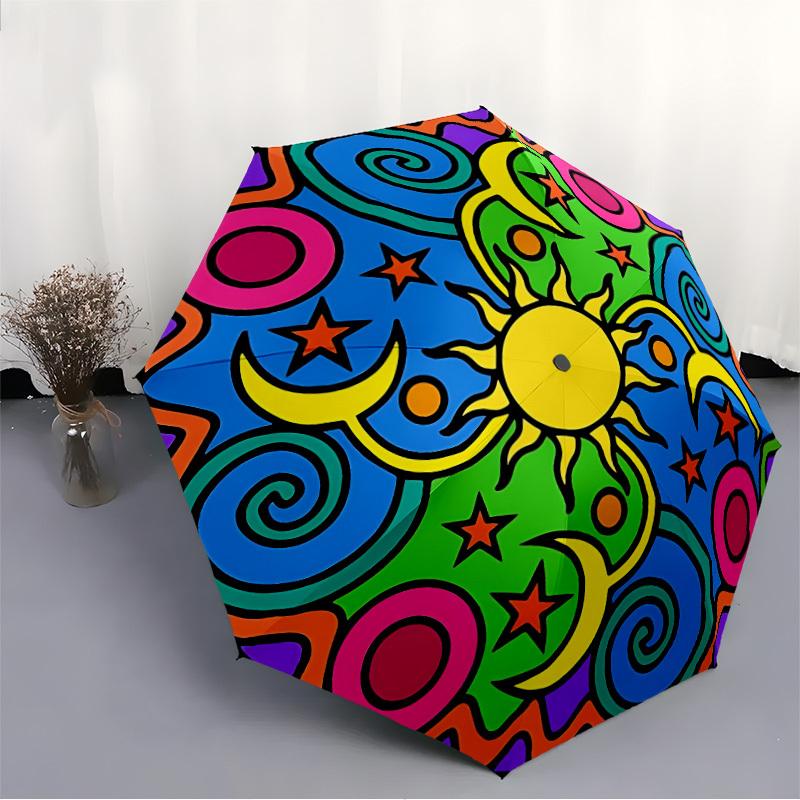 1pc Mandala, Cosmic Automatic Open/Close Umbrella - Compact Travel Umbrella, Gift for Birthday, Holiday Yy260106050