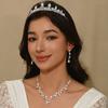 Brautkrone Kopfschmuck Halskette Ohrringe Dreiteiliges Hochzeitskleid Krone Hochzeitszubehör Damen